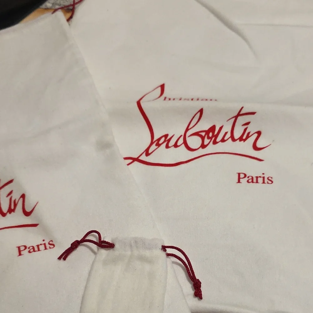 Christian Louboutin White Dust Bags with Red Logo